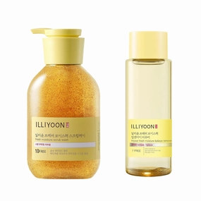 Illiyoon Moisture Scrub Wash & Lip & Eye Remover - Gentle Foam Exfoliation, Moisturizing, Face, Skincare
