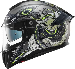 ILM Full Face Dual Visor Motorcycle Helmets with Rear Wing Pinlock Compatible Motorbike Street Bike Helmet DOT Men Women Model 861A (GreenDeepSea, L)