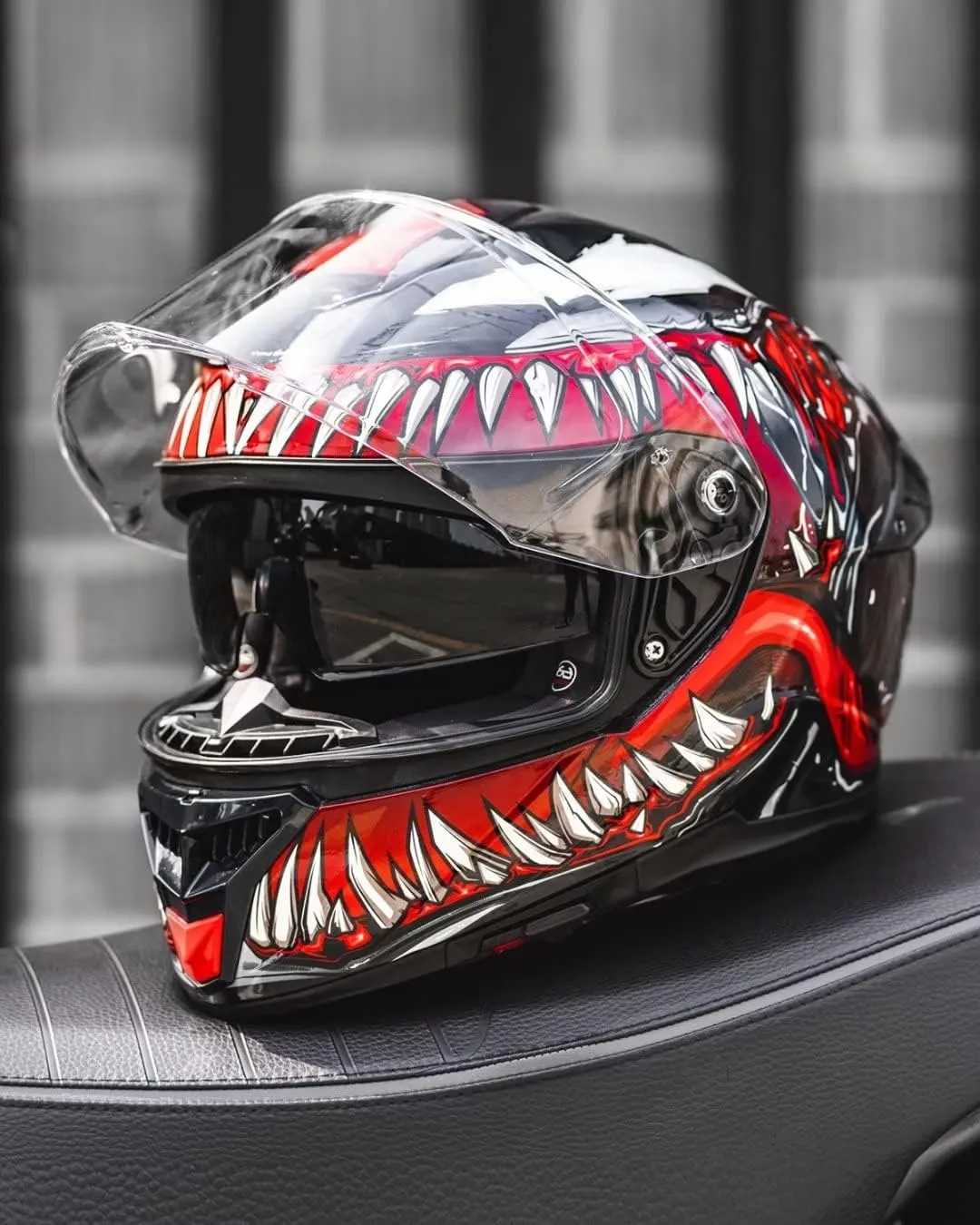 ILM Full Face Dual Visor Motorcycle Helmets with Rear Wing Pinlock Compatible Motorbike Street Bike Helmet DOT Men Women Model 861A (TheNight, L)