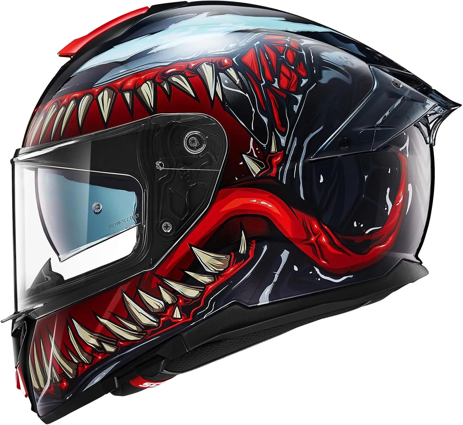 ILM Full Face Dual Visor Motorcycle Helmets with Rear Wing Pinlock Compatible Motorbike Street Bike Helmet DOT Men Women Model 861A (TheNight, L)