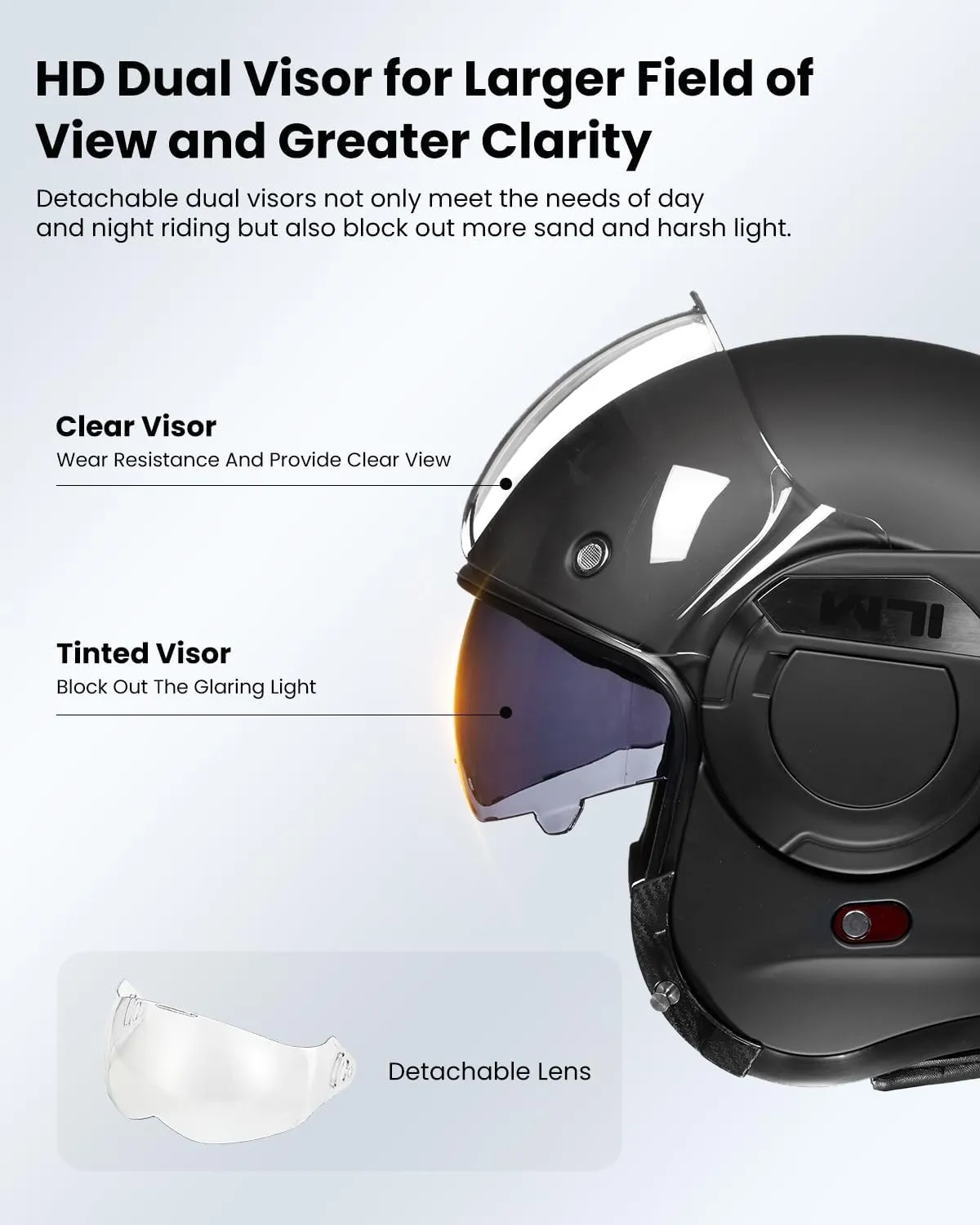 ILM Vintage Full Face Modular Motorcycle Helmet for Adults Men ATV UTV Snowmobile with 180° Reversible Chin Guard DOT Model-B707(Matte Black, L)