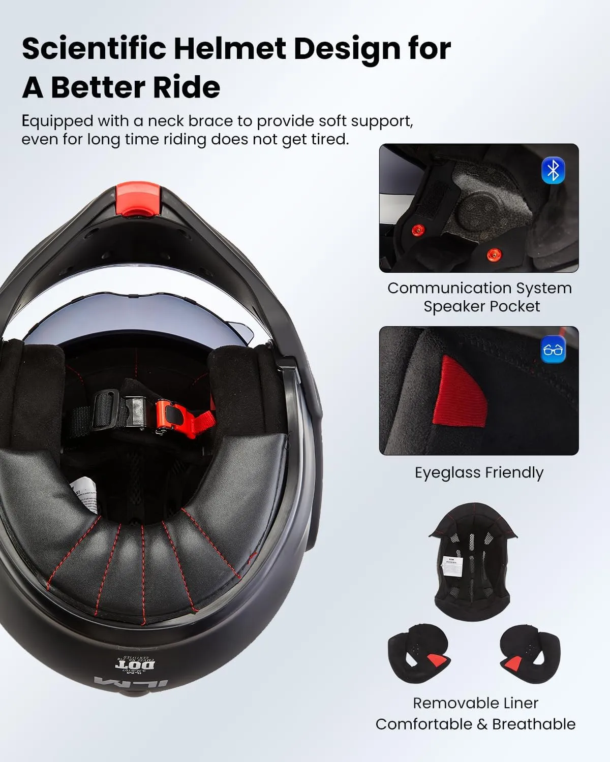 ILM Vintage Full Face Modular Motorcycle Helmet for Adults Men ATV UTV Snowmobile with 180° Reversible Chin Guard DOT Model-B707(Matte Black, L)