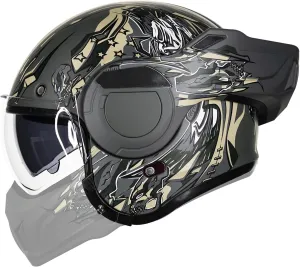 ILM Vintage Full Face Modular Motorcycle Helmet for Adults Men ATV UTV with 180° Reversible Chin Guard DOT Model-B707(Army Green, XL)