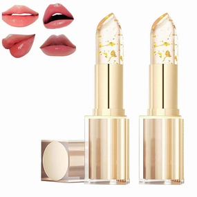 Imaginaryl Lip Color, Mood Lipstick Color, Transferproof Colors Changing Lipstick Gold Foil for Women, Moisturizing Glossy Shine Lip Gloss, Long-lasting (2 PCS)