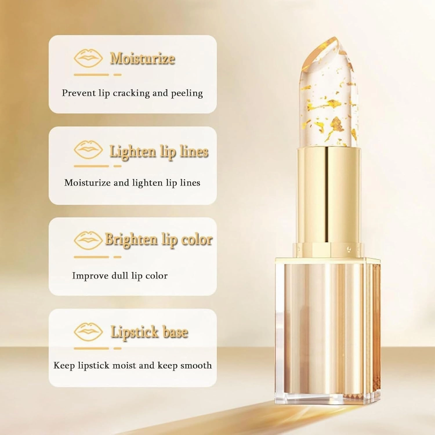 Imaginaryl Lip Color, Mood Lipstick Color, Transferproof Colors Changing Lipstick Gold Foil for Women, Moisturizing Glossy Shine Lip Gloss, Long-lasting (2 PCS)