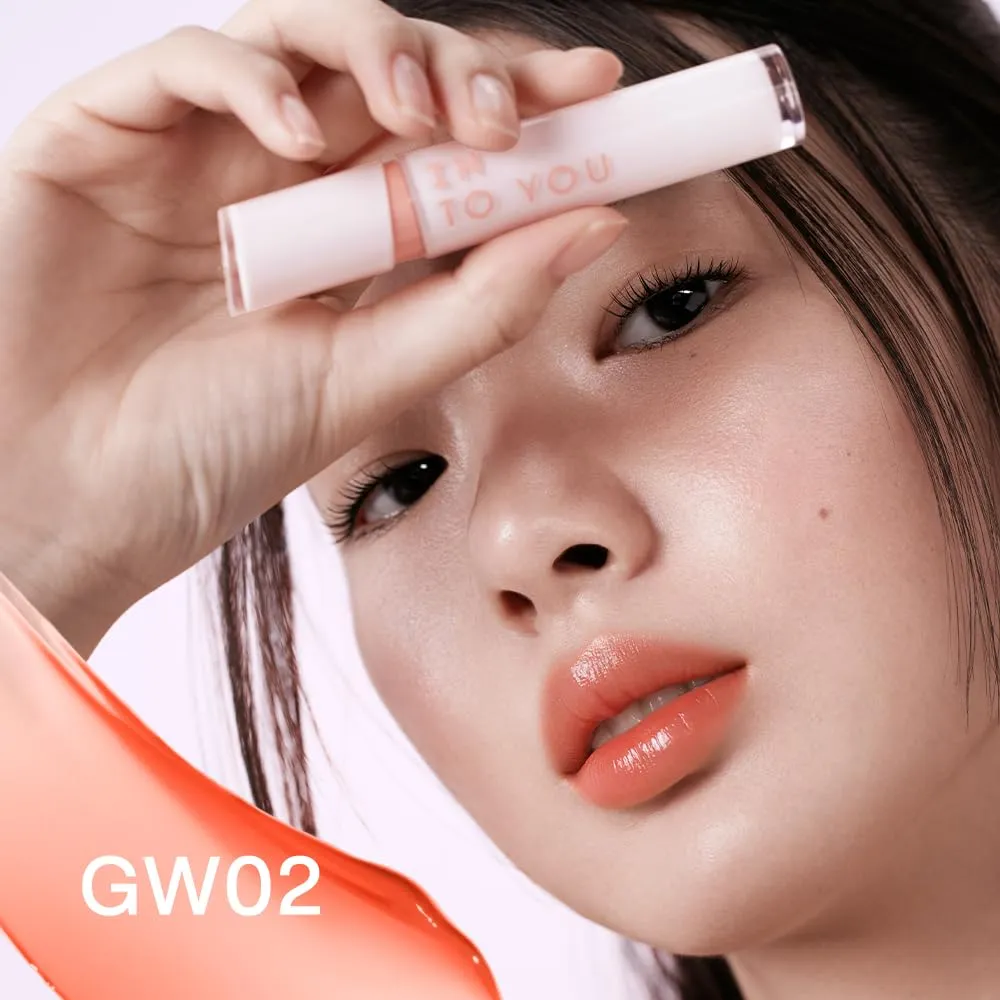INTO YOU Glow Lip Tint, Plumping Lip Gloss, Nourishing Hydrating Moisturizing Lip Oil, Non-Sticky, Long-lasting, Waterproof, High Shine Liquid Lipstick, Stay 8 Hour, for Women Makeup, GW02