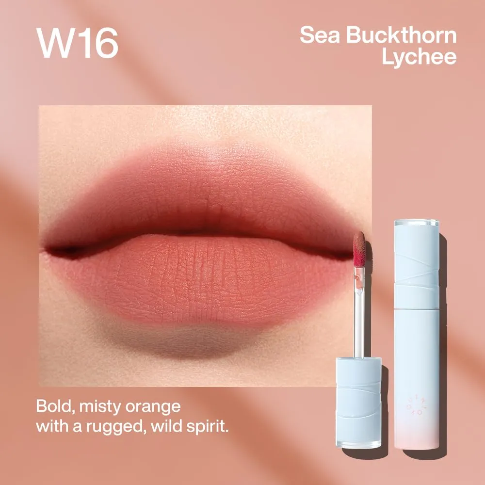INTO YOU Lipstick Watery Lip Matt Finish Hydrating Long-lasting Smudge-proof Lip Stain Makeup High Pigment Lightweight Non Sticky Lip Gloss for Girls and Women, 0.1 oz (3g) in W16 Sea Buckthorn Lychee