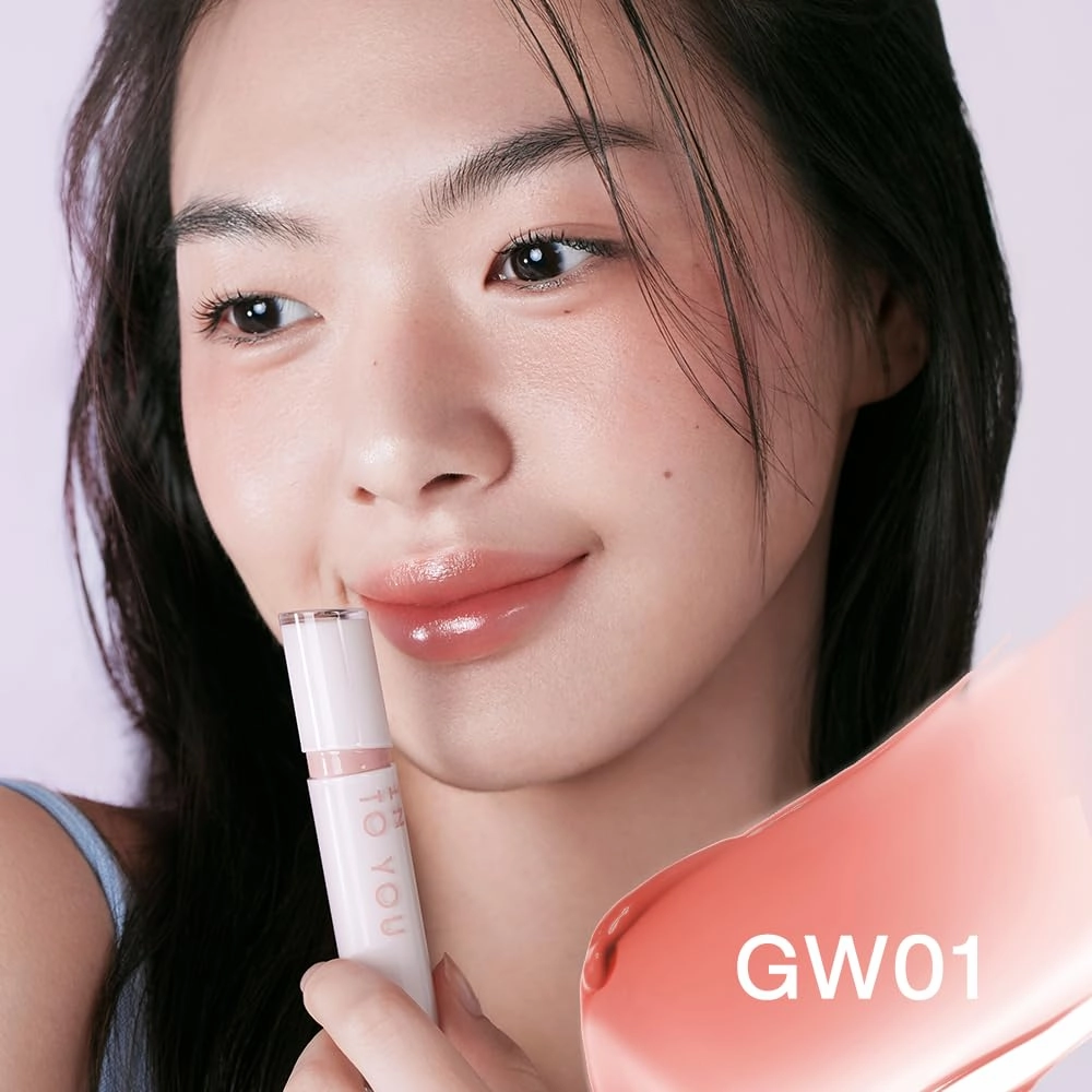 INTO YOU Glow Lip Tint, Plumping Lip Gloss, Nourishing Hydrating Moisturizing Lip Oil, Non-Sticky, Long-lasting, Waterproof, High Shine Liquid Lipstick, Stay 8 Hour, for Women Makeup, GW01