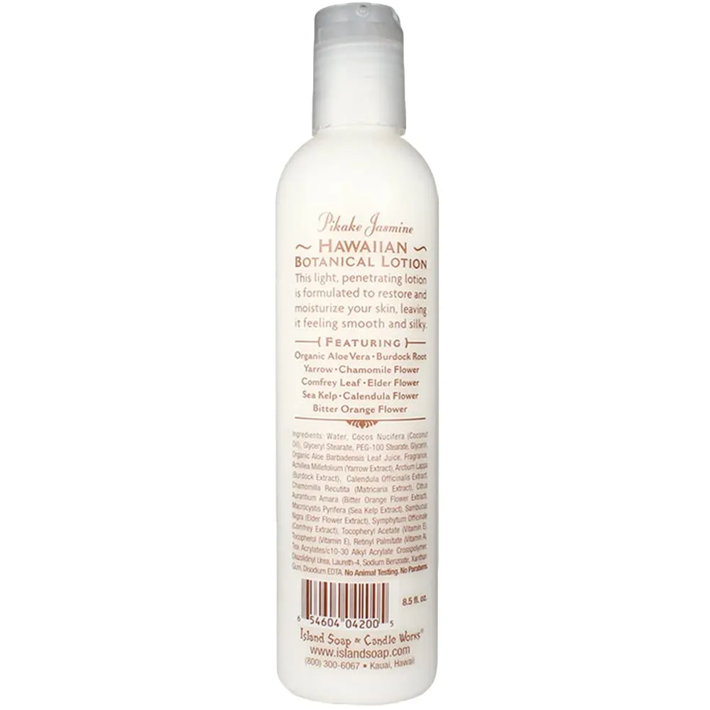 Island Soap and Candle Works Jasmine Scented Body Lotion for Men and Women - Paraben Free Body Moisturizer - Hydrating Hawaiian Skincare - Pikake Jasmine - 8.5 Fl Oz. Bottle
