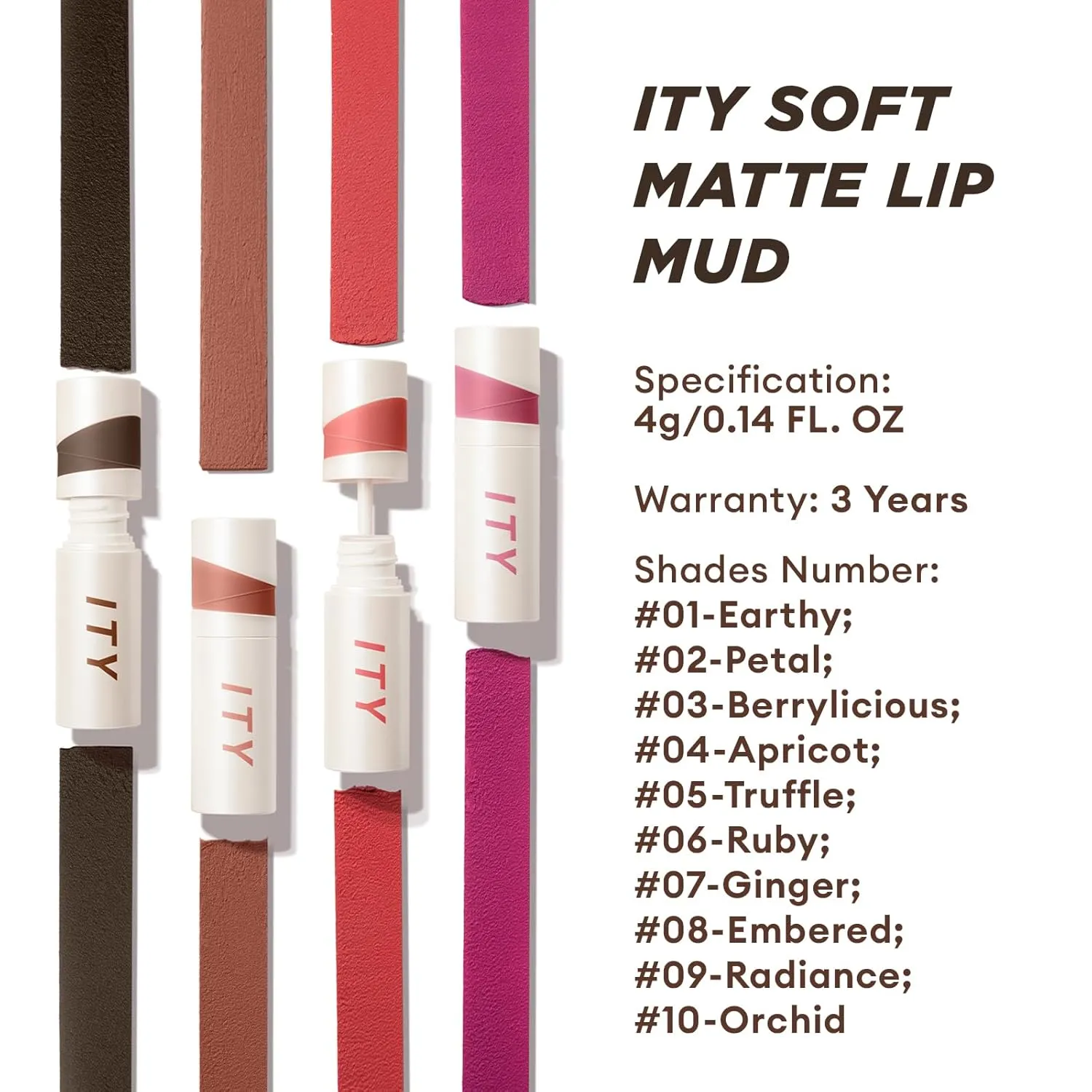 ITY Velvet Matte Finish Lip Stain-Mousse Textured Lip Clay, Red Shade, Conceals Lip Lines, Rich Pigment Lip Tint Lipsticks, 0.14 oz (4g) in Ruby
