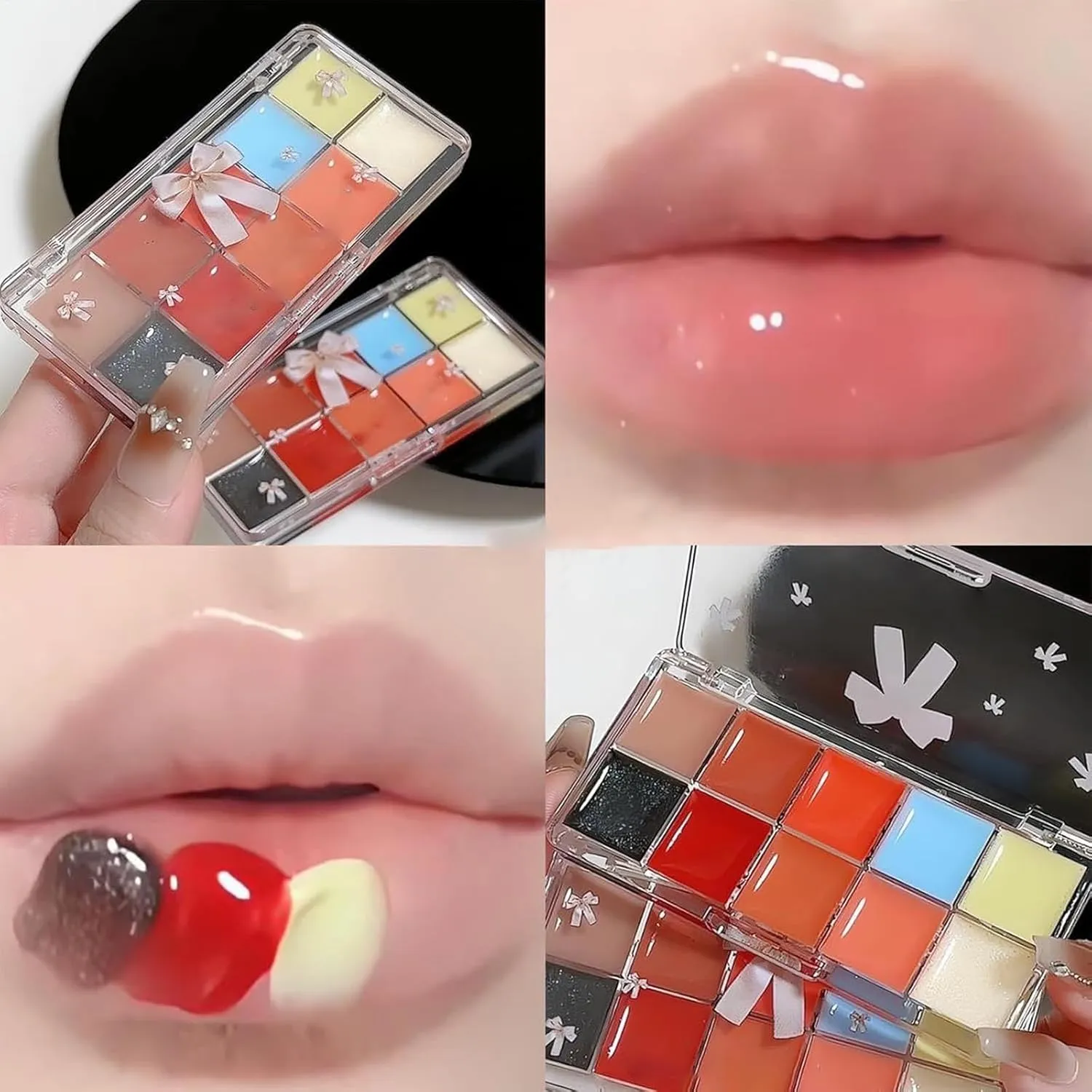 Jelly Lip Gloss Palette,10 Colors Jelly Lip Cream Palette,Transparent Nude Lipstick Palette,Jelly Lip Gloss Set,Moisturizing Lipstick Makeup Kit Long-Lasting,Not Easy to Stick to the Cup (3 MIX, 1)