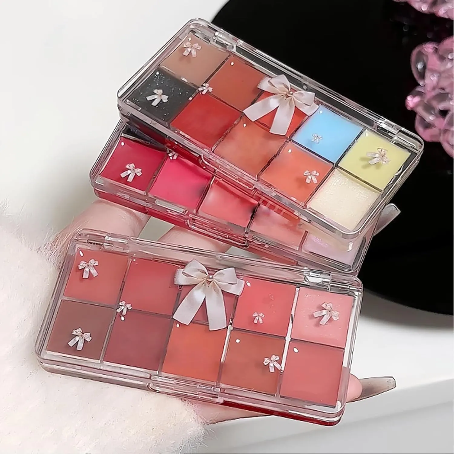 Jelly Lip Gloss Palette,10 Colors Jelly Lip Cream Palette,Transparent Nude Lipstick Palette,Jelly Lip Gloss Set,Moisturizing Lipstick Makeup Kit Long-Lasting,Not Easy to Stick to the Cup (3 MIX, 1)