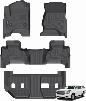 Jenofa-Floor Mats for Chevy Suburban/GMC Yukon XL 2015-2020 Bench Seat Floor Liner Waterproof All Weather Car Mats Custom Fit Chevrolet Suburban Durable TPE Rubber Mat for Yukon XL Accessories Black
