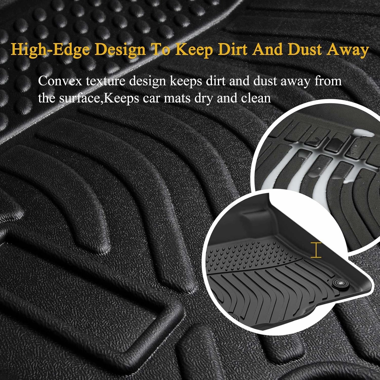Jenofa-Floor Mats for Chevy Suburban/GMC Yukon XL 2015-2020 Bench Seat Floor Liner Waterproof All Weather Car Mats Custom Fit Chevrolet Suburban Durable TPE Rubber Mat for Yukon XL Accessories Black
