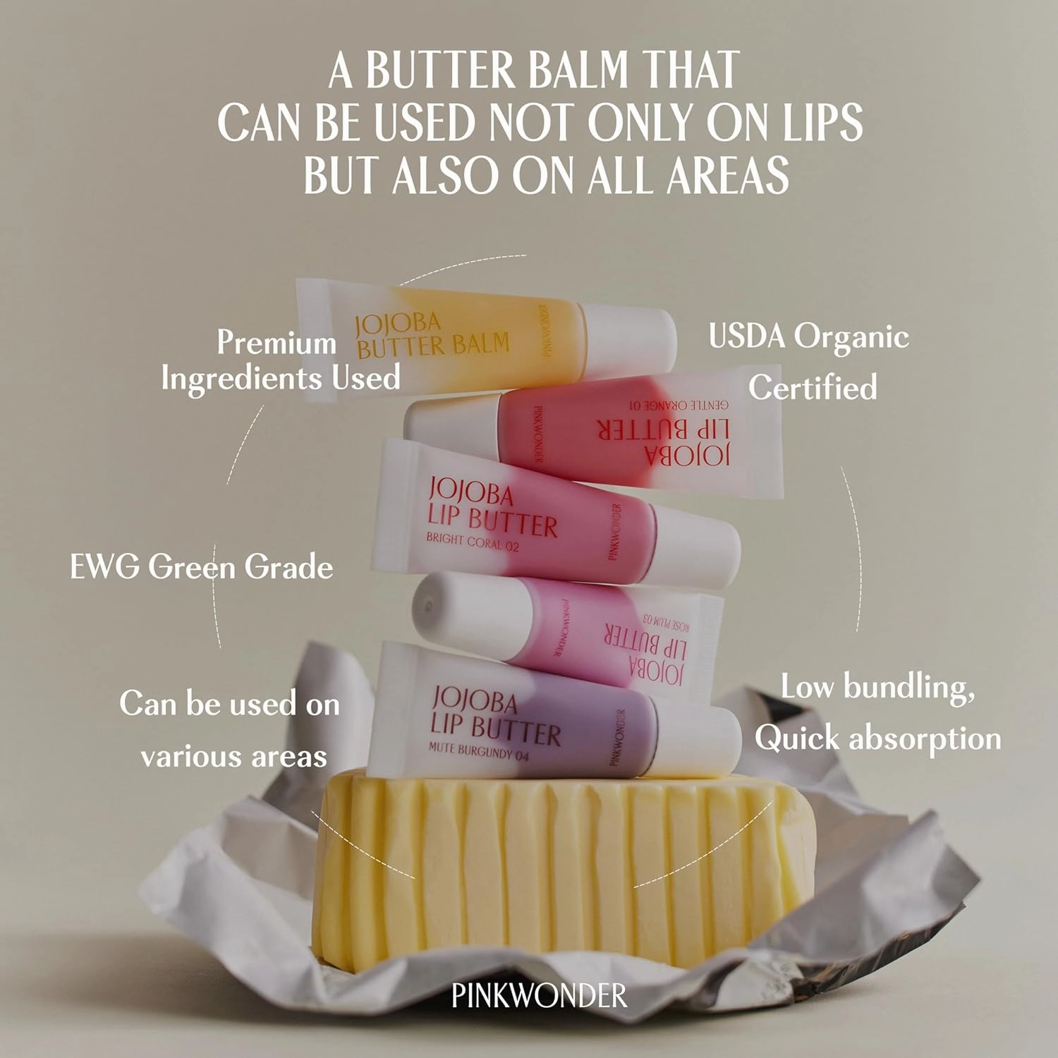 Jojoba Lip Butter (04 Mute Burgundy) | Hydrating Lip Balm with Organic Jojoba Oil | Non-Sticky Lip Gloss for Dark Lips | Korean Lip Balm