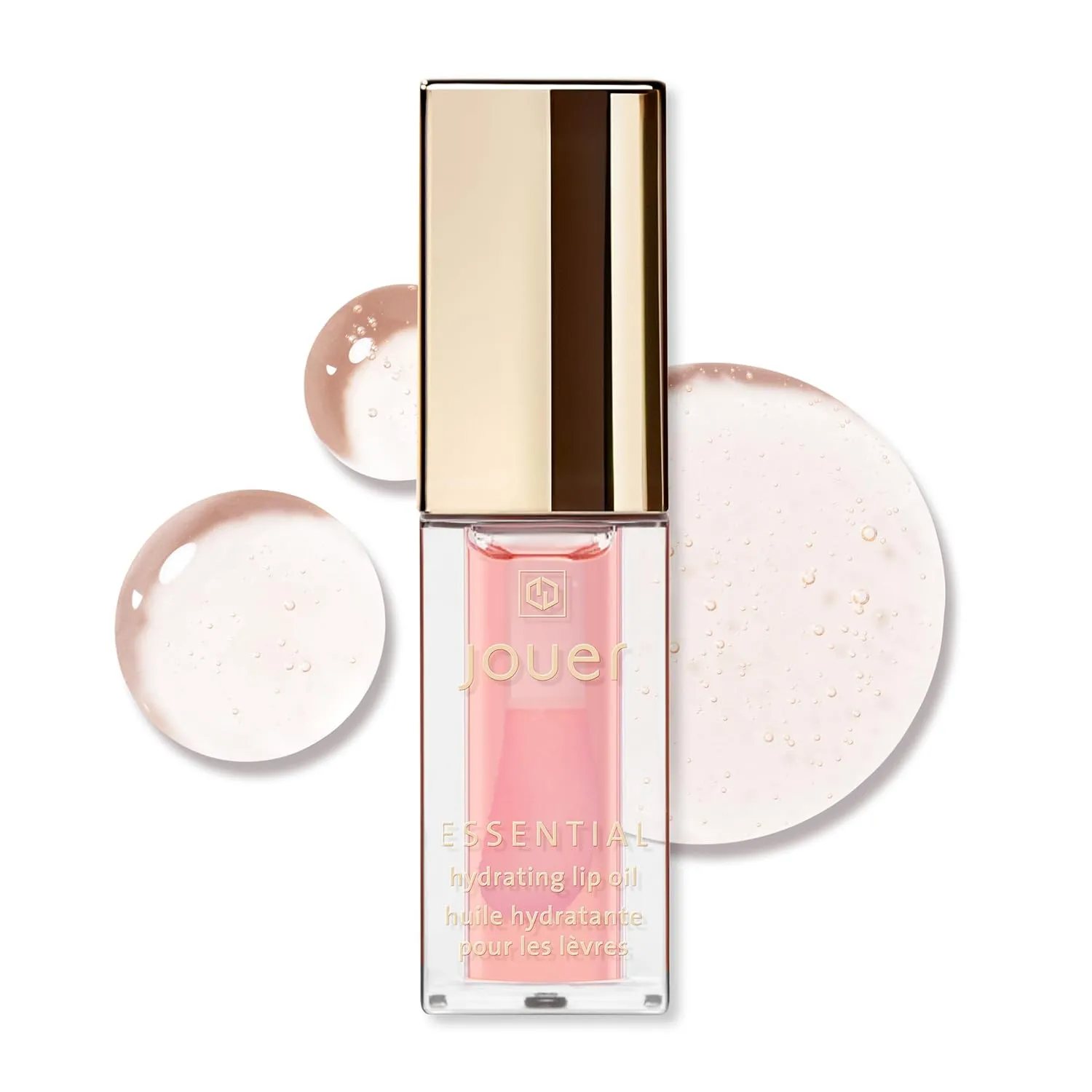 Jouer Essential Hydrating Lip Oil – Moisturizing Dry Lip Treatment Serum - Fragrance Free Clear Lip Oil - Jojoba Seed Oil and Apricot Oil Formula, Natural Shine