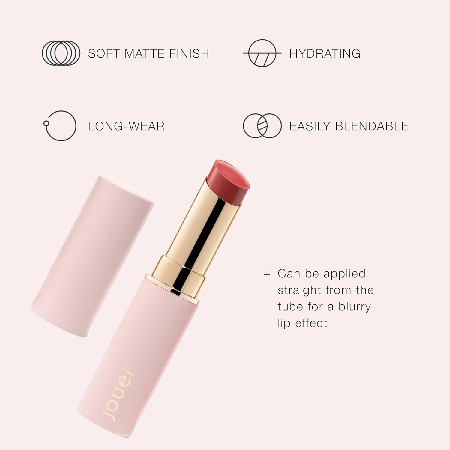 Jouer Balm Bouche Demi-Matte Lip-Sensualité​ - Tinted Lip Balm - Hydrating Lip Tint Long Lasting - Matte Lip Color - Jojoba Seed Oil and Shea Butter Formula