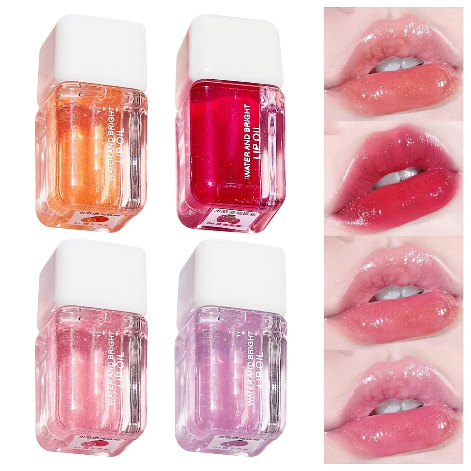 JOYO Tint Lip Glosses for Women Transparent Lip Oil Waterproof Cosmetics Long Lasting Shine Tinted Makeup Stuff Hydrating Lipstick (Orange soda, A)