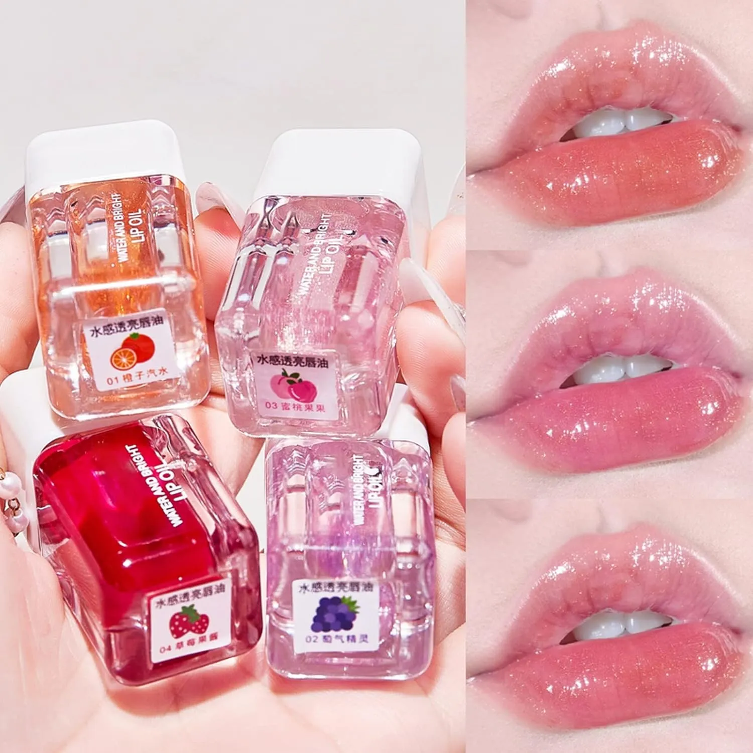 JOYO Tint Lip Glosses for Women Transparent Lip Oil Waterproof Cosmetics Long Lasting Shine Tinted Makeup Stuff Hydrating Lipstick (Strawberry jam, A)