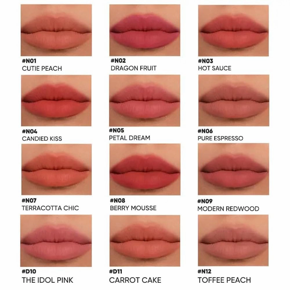 Judydollll Cushion Lip Powder Cream, Matte Air Cushion Lip Cream, Long Lasting Waterproof Lippie, Velvet Matte Lipstick (#N20)