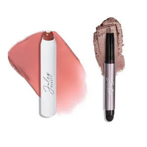 Julep Eyeshadow 101 Crème to Powder Waterproof Eyeshadow Stick, Mink Mauve Shimmer & It's Balm Lip Balm Crayon, Full-Coverage Lipstick & Lip Moisturizer with Semi Gloss Finish, Burnt Sienna