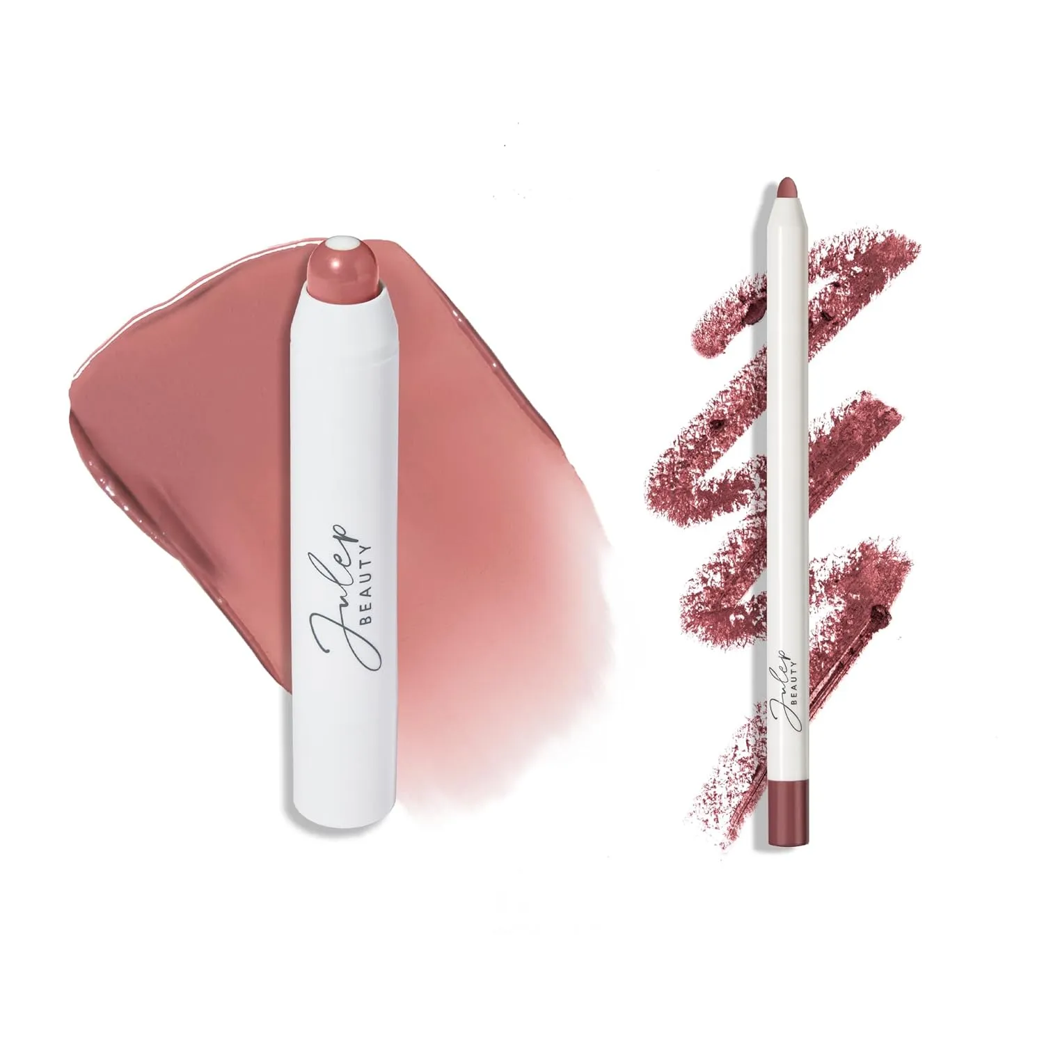 Julep The Perfect Pair 2pc Set It's Balm Tinted Lip Balm Vintage Mauve and With a Trace Retractable Creamy Long-Lasting Lip Liner, Antique Rose