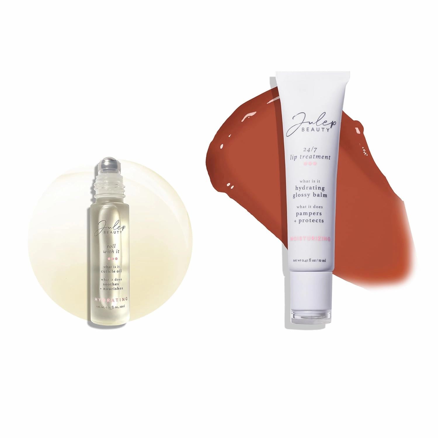 Julep Lip & Nail Care Bundle: Julep 24/7 Lip Treatment Hydrating Lip Balm and Lip Sleeping Mask Sheer Brown   Roll With It Nourishing Treatment Cuticle Oil - Moisturizing, Soothing, Nourishing