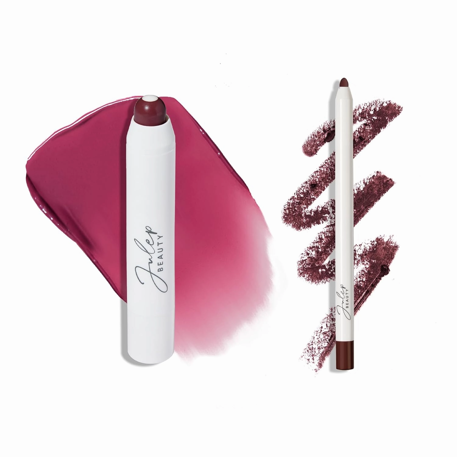 Julep The Perfect Pair 2pc Set It's Balm Tinted Lip Balm Vamped Up and With a Trace Retractable Creamy Long-Lasting Lip Liner, Black Cherry