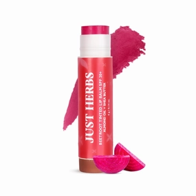 Just Herbs Natural Lip Balm with Almond Oil and Shea Butter, Moisturizing and Nourishing, Tinted, 6 Colors