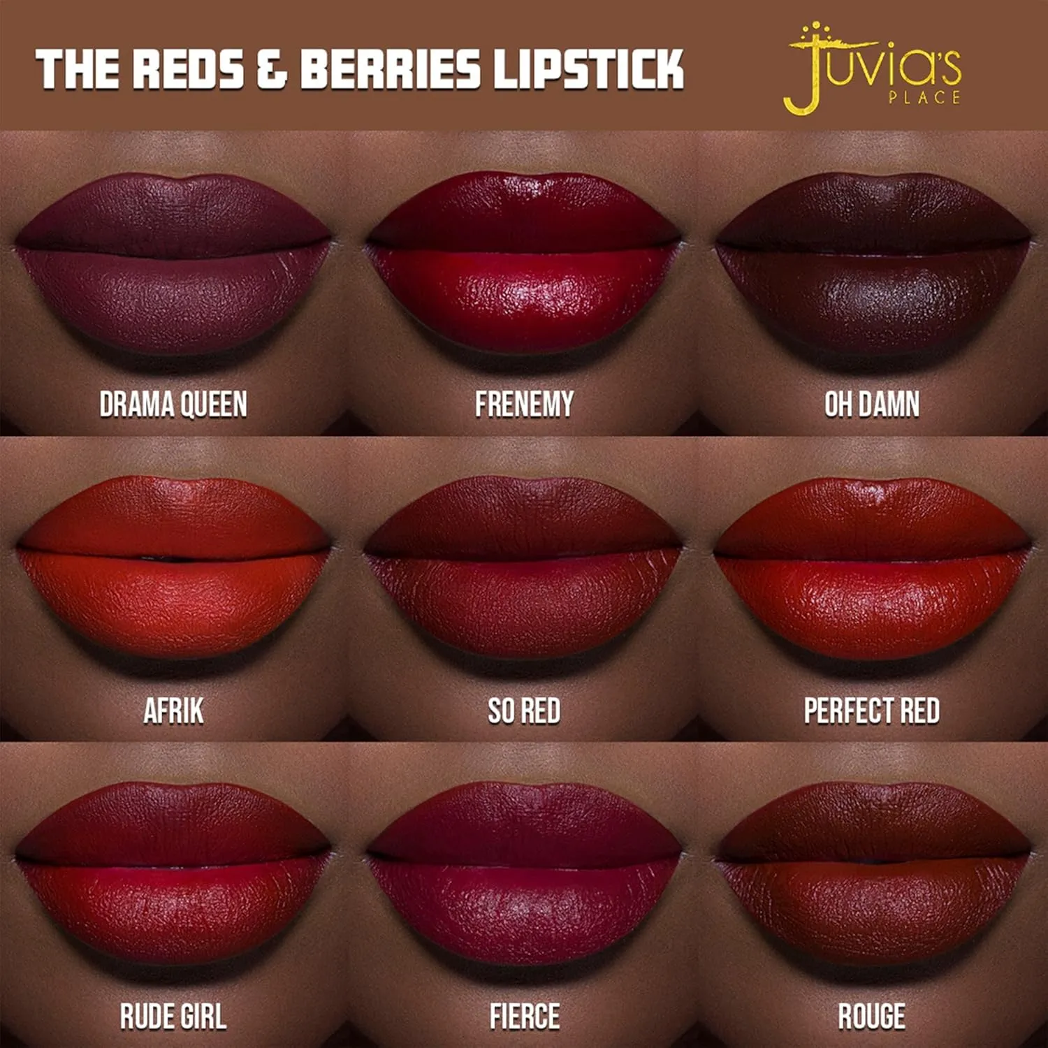 Juvia's Place Reds & Berries Velvety Matte Lipsticks The Berries Drama Queen - Rich Berry Shade, Soft-Matte Lipstick, Hydrating, Highly Pigmented, Creamy, Smooth, and Long-Lasting