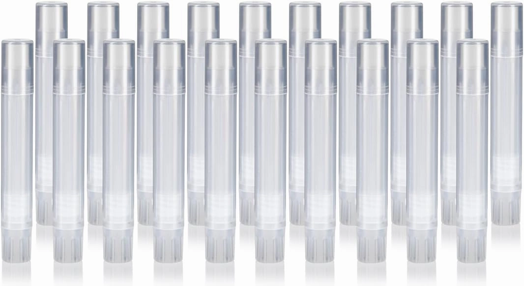JUVITUS Slim Clear Natural Empty DIY Lip Balm Container Tubes (20 pack)   Funnel, 0.07 oz / 2 ml