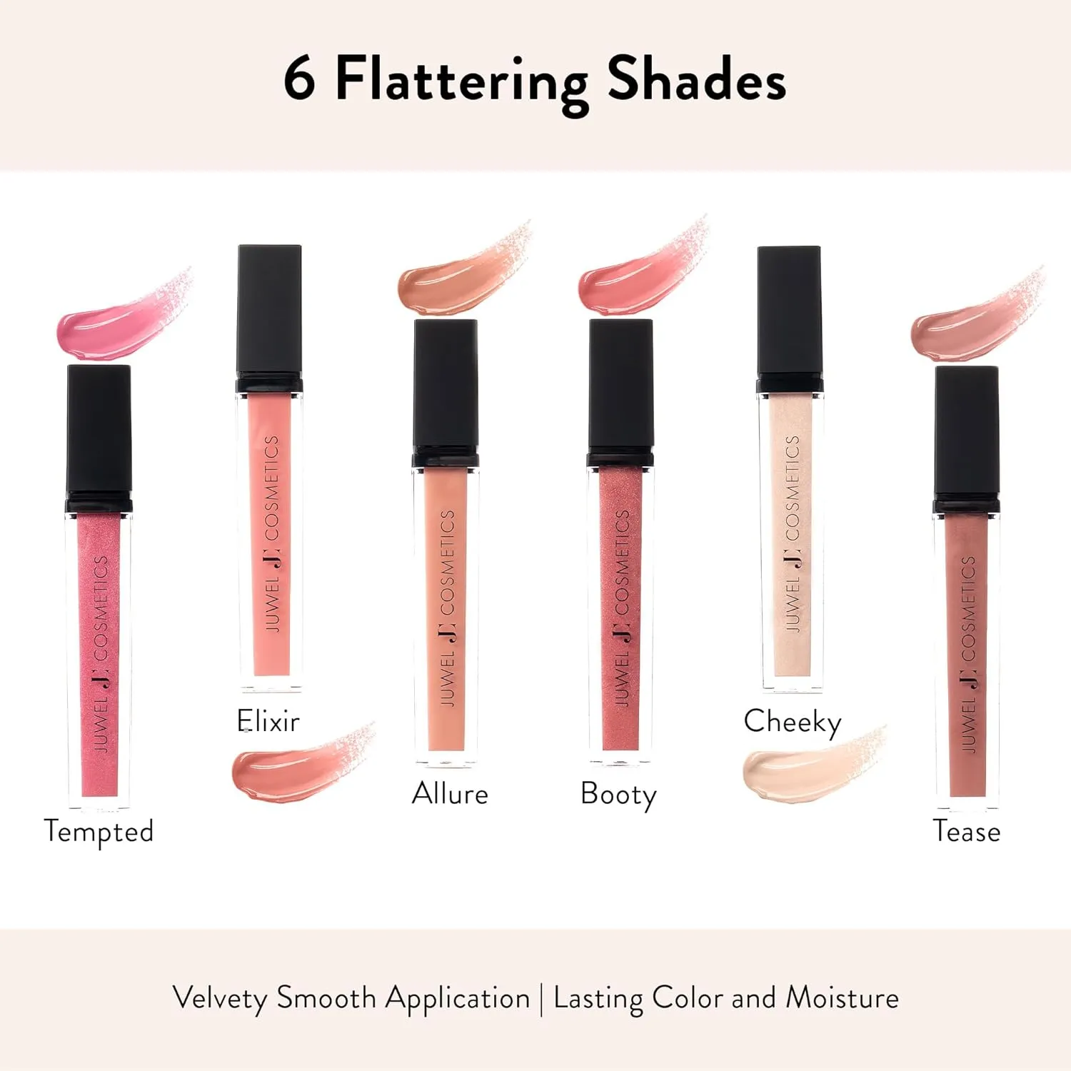 Juwel Cosmetics Luminizing Lip Gloss, Tinted Lip Gloss for Dry Lips, Smooth Finish Moisturizing Lip Gloss with Beeswax, Castor Oil and Vitamin E, Vegan, Tease