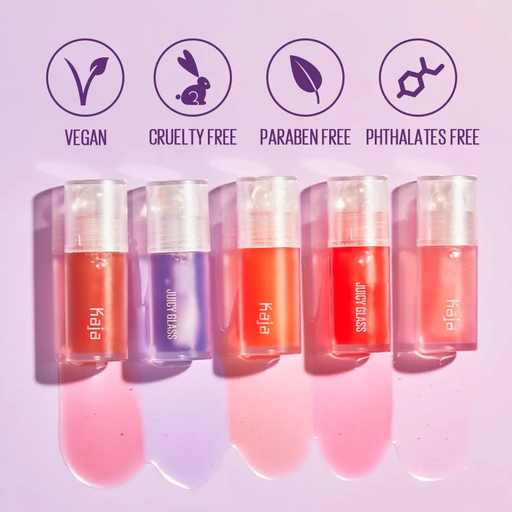 Kaja Lip Plumping - Juicy Glass 08 Cherry Cola | Hydrating, Feel Plumped and Lightweight with Vitamin Tree Fruit Oil, Vegan, Cruelty-Free, Clear Tint Stain Shine Gloss Plumper, Long Lasting