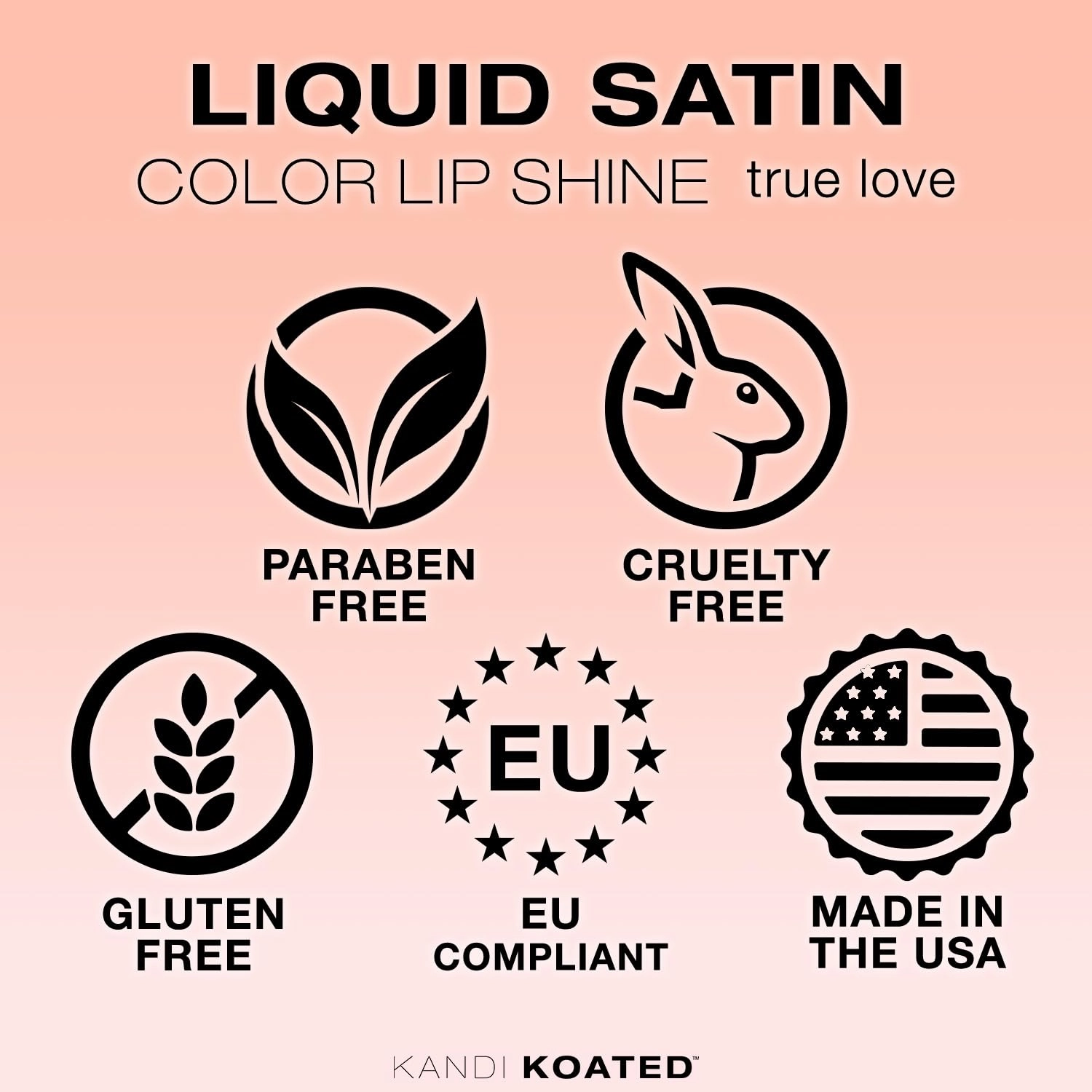 Kandi Koated Liquid Satin [True Love] Liquid Lip Color with High-Shine Finish | Rich Colors, Moisturizing Lip Shine, Paraben-Free, Cruelty-Free | Beauty & Makeup
