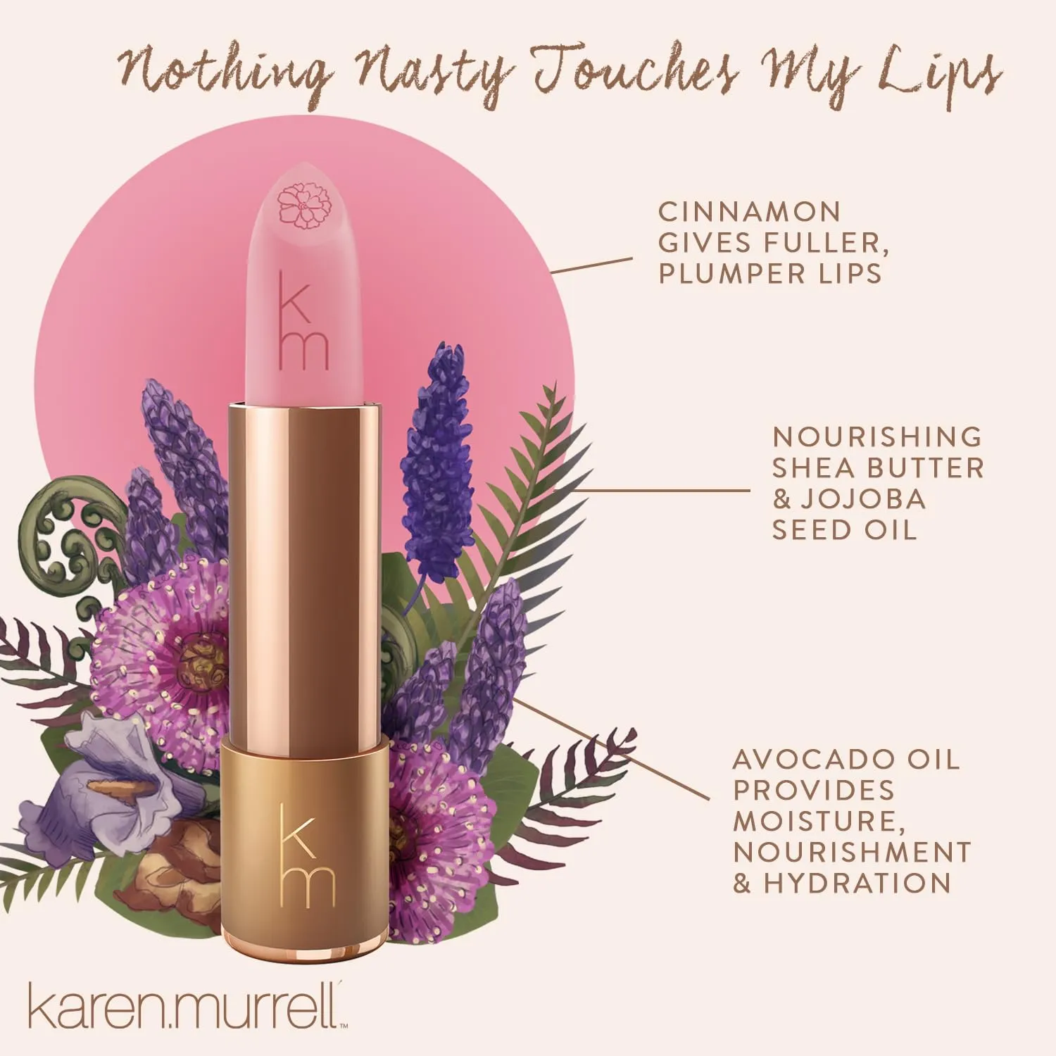Karen Murrell - Natural Lip Stick - Lipstick 16 Lavender Laughter - Violet Lipstick - Matte Finish, 100% Natural Ingredients, Moisturizes & Hydrates Lips - Paraben & Cruelty Free