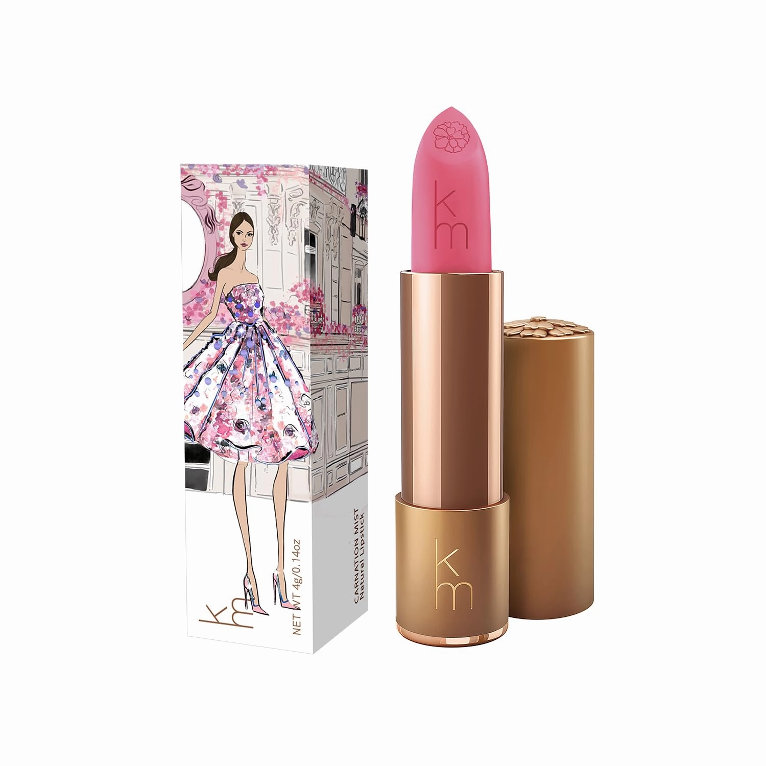 Karen Murrell - Natural Lip Stick 06 Carnation Mist - Pink Lipstick - Matte Finish, 100% Natural Ingredients, Moisturizes & Hydrates Lips - Paraben & Cruelty Free