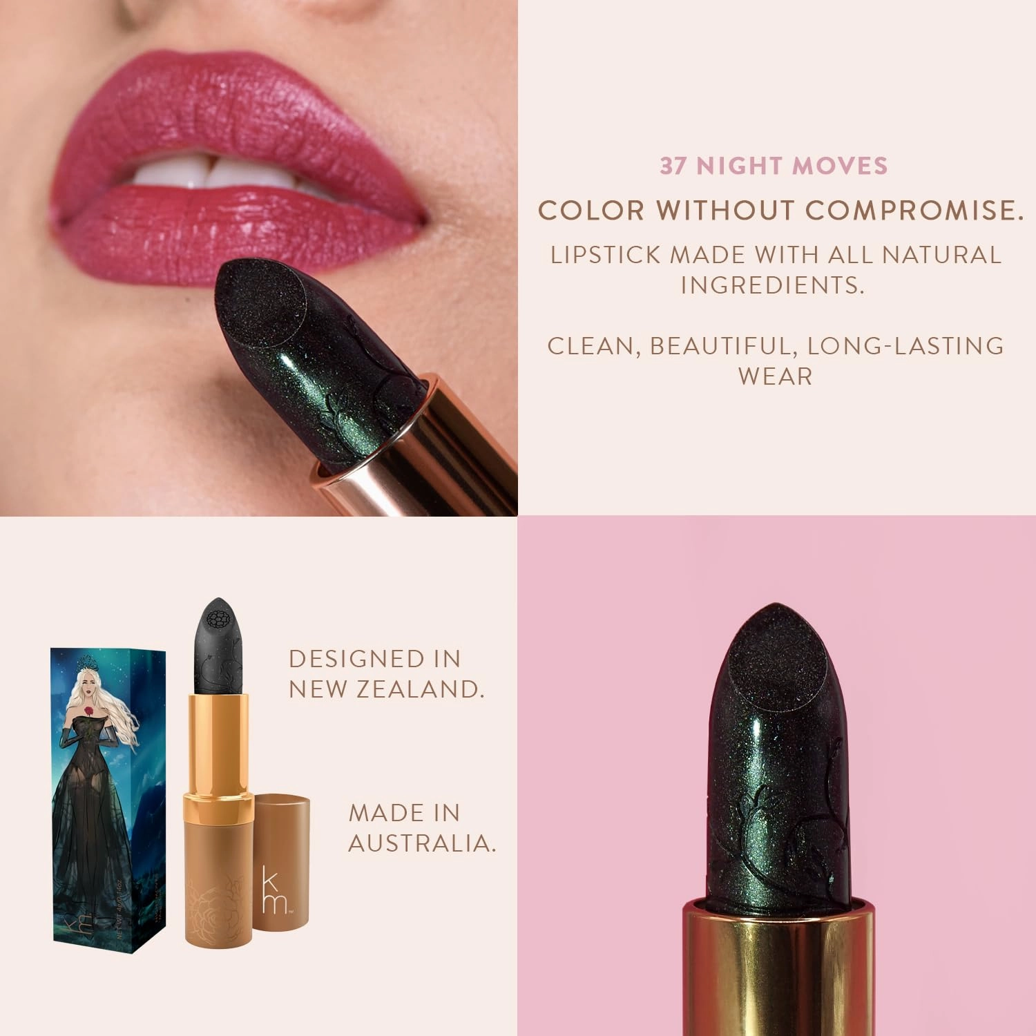 Karen Murrell Color Changing Lipstick – Night Moves – pH-Activated, 100% Natural Lip Tint for Healthy, Beautiful Lips