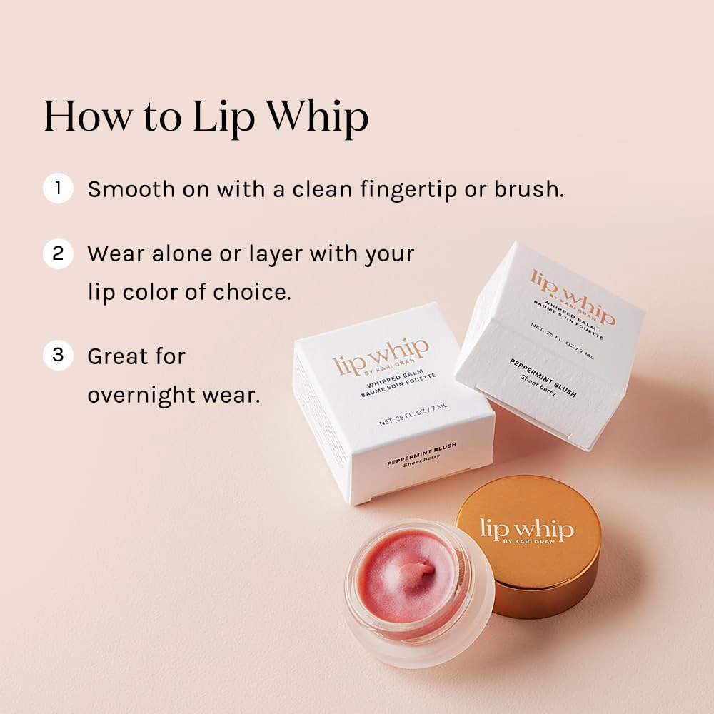 Kari Gran Lip Whip | Moisturizing Lip Balm with Organic Oils | Glossy Sheen   Peppermint | Rich Buttery Texture, Hydrates & Protects | Non-GMO, Organic Ingredients, Made in USA (Blush Peppermint)