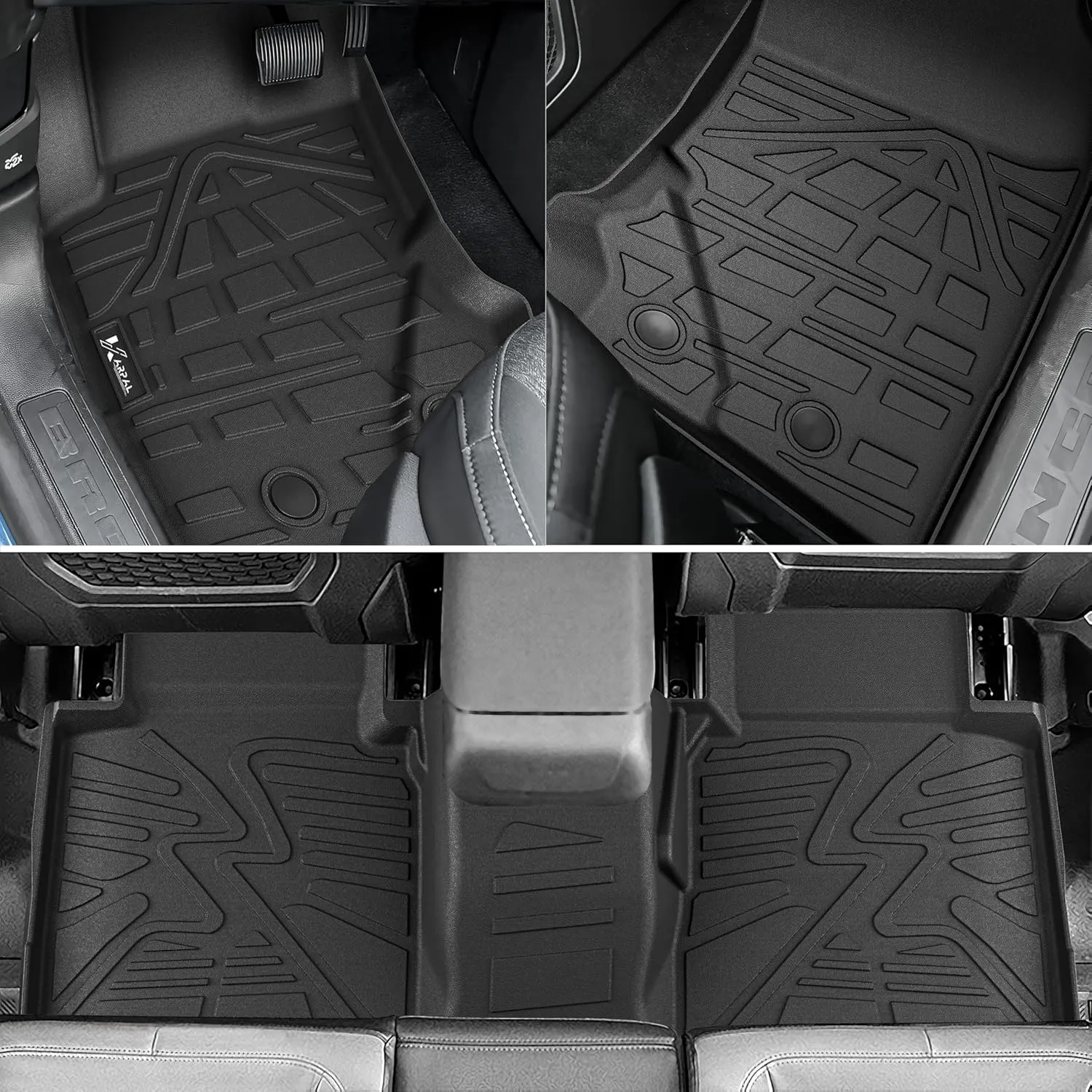 KARPAL Floor Mats Fit for 2021-2025 Ford Bronco 4 Door (Not for Sport), All Weather TPE Protection Custom Fit Floor Liners, 1st & 2nd Row & Trunk Mat Full Set Car Mats