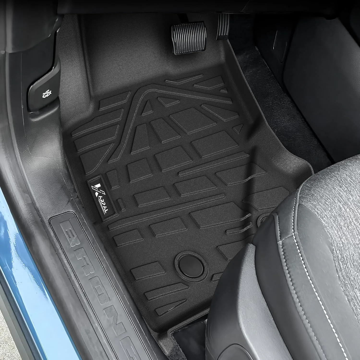 KARPAL Floor Mats Fit for 2021-2025 Ford Bronco 4 Door (Not for Sport), All Weather TPE Protection Custom Fit Floor Liners, 1st & 2nd Row & Trunk Mat Full Set Car Mats