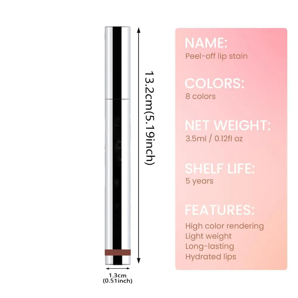 Kassaria Lip Stain,Long Lasting Matte Lip Transfer Proof Lipstain Infused,Highly Pigmented Color Peel off Lip Stain with Matte Finish,Natural Waterproof Lip Liner Stay- Peel Off (00#)
