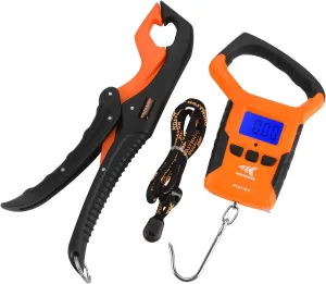 KastKing Fish Scale, Water Resistant Digital Scale with Ruler, 110lb Capacity, Dual Mode – Pounds/Ounces & Kilograms, Light, Strong ABS Frame, Non-Slip Handle, Retractable 38 inch Tape Measure