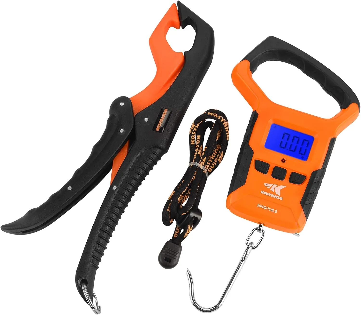KastKing Fish Scale, Water Resistant Digital Scale with Ruler, 110lb Capacity, Dual Mode – Pounds/Ounces & Kilograms, Light, Strong ABS Frame, Non-Slip Handle, Retractable 38 inch Tape Measure