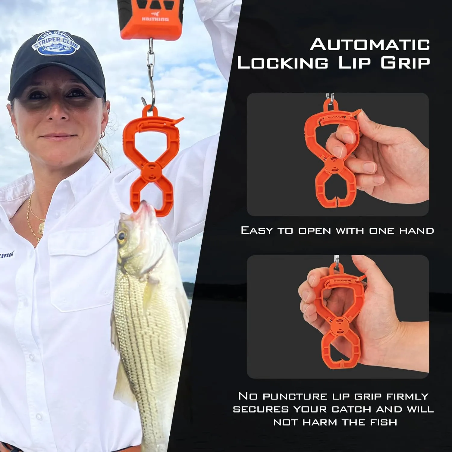 KastKing Fish Scale, WideView Floating Waterproof Digital Scale, 2.5” Large LCD Display, 110lb Capacity, Multi-Mode Pound/Ounces & Kilograms, Stores up to 9 Weights, Fishing Gifts for Men