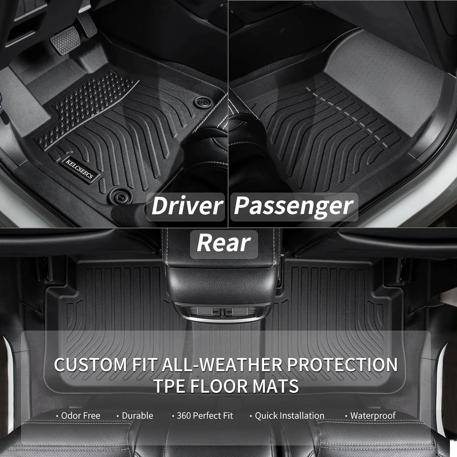 KELCSEECS All Weather Floor Mats & Cargo Liner Custom for Audi Q5 (Not for Q5 PHEV Models) 2025 2024 2023 2022 2021 2020 2019 2018 Car Mats Automotive Cargo Mat Floor Liners Trunk Mat Q5 Trunk Liner