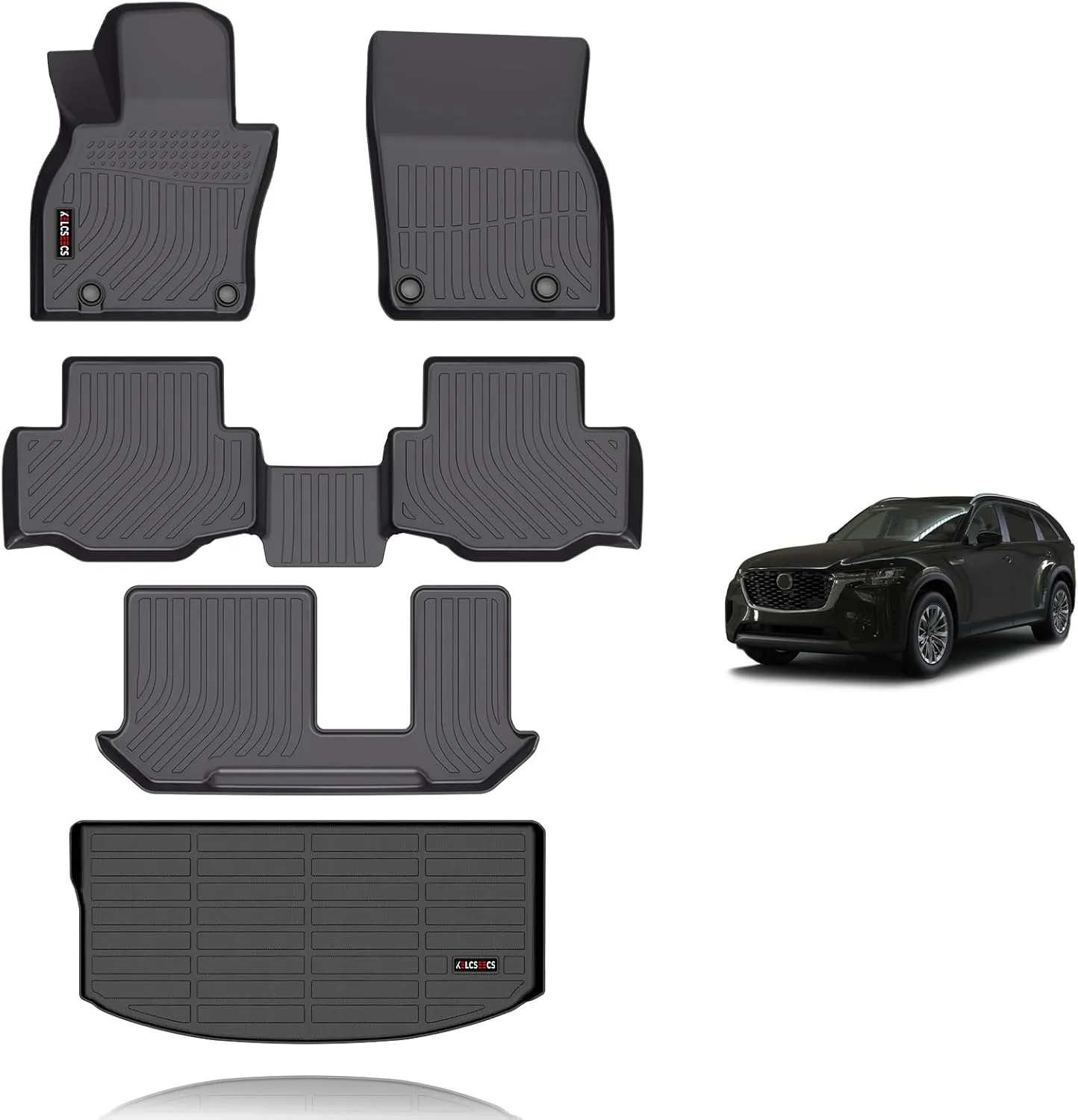 KELCSEECS Floor Mats & Cargo Liner Custom for 2024 2025 Mazda CX-90 8 Passenger All Weather Car Mats Cargo Mat Floor Liners Trunk Mat Mazda CX90 Floor Mats Trunk Liner Accessories