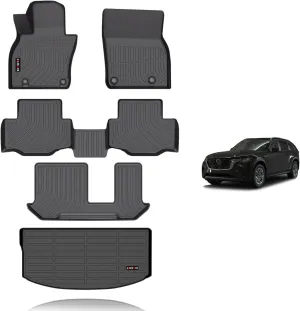 KELCSEECS Floor Mats & Cargo Liner Custom for 2024 2025 Mazda CX-90 8 Passenger All Weather Car Mats Cargo Mat Floor Liners Trunk Mat Mazda CX90 Floor Mats Trunk Liner Accessories