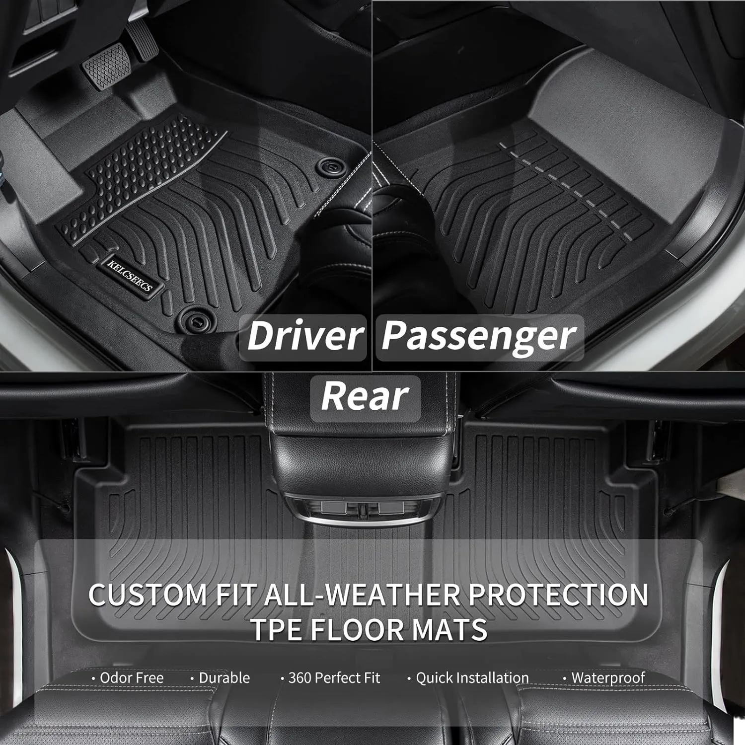 KELCSEECS® Floor Mats & Cargo Liner Custom for Acura RDX 2016 2017 2018,All Weather Protection TPE Floor Liners Front& Rear Row Full Set RDX Accessories Black