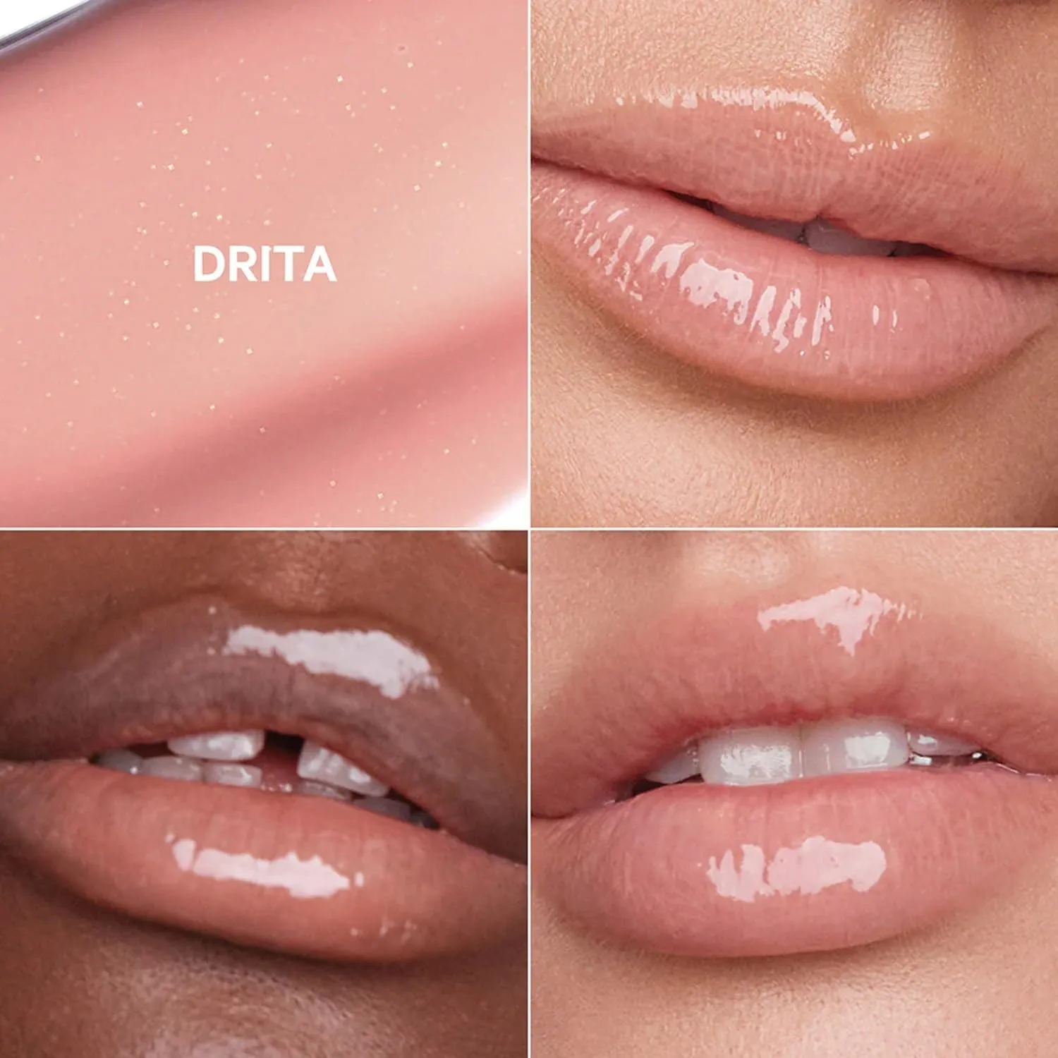 Kevyn Aucoin Celestial Lip Gloss, Drita (creamy sheer nude): Light reflecting shine & sheer. Precision makeup artist applicator. Hydrating, non-stick formula. Multi-dimensional 3D plumping effect.