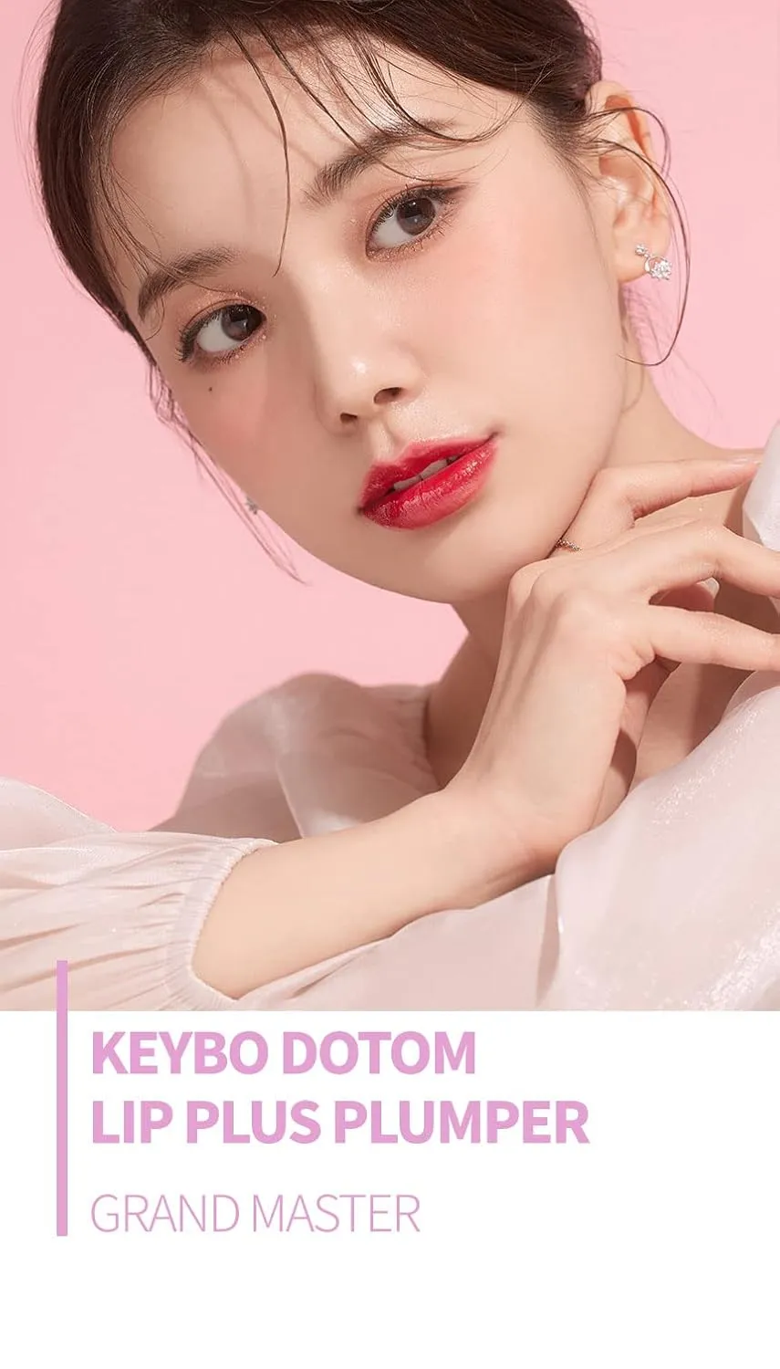 KEYBO Lip Plumper Dotom Lip Plus 16 Colors, 3 Steps Extreme Plumping Clear Lip Gloss by Essence Lip Care Oil & 16 Color Tints from Korean Makeup (04. Summer Tangerine)